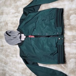 New Green Hooded Letterman Jacket